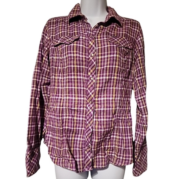 Columbia Tops - Columbia Womens Sz Small Pearl Snap Top Western Blouse Long Sleeve Plaid Flannel